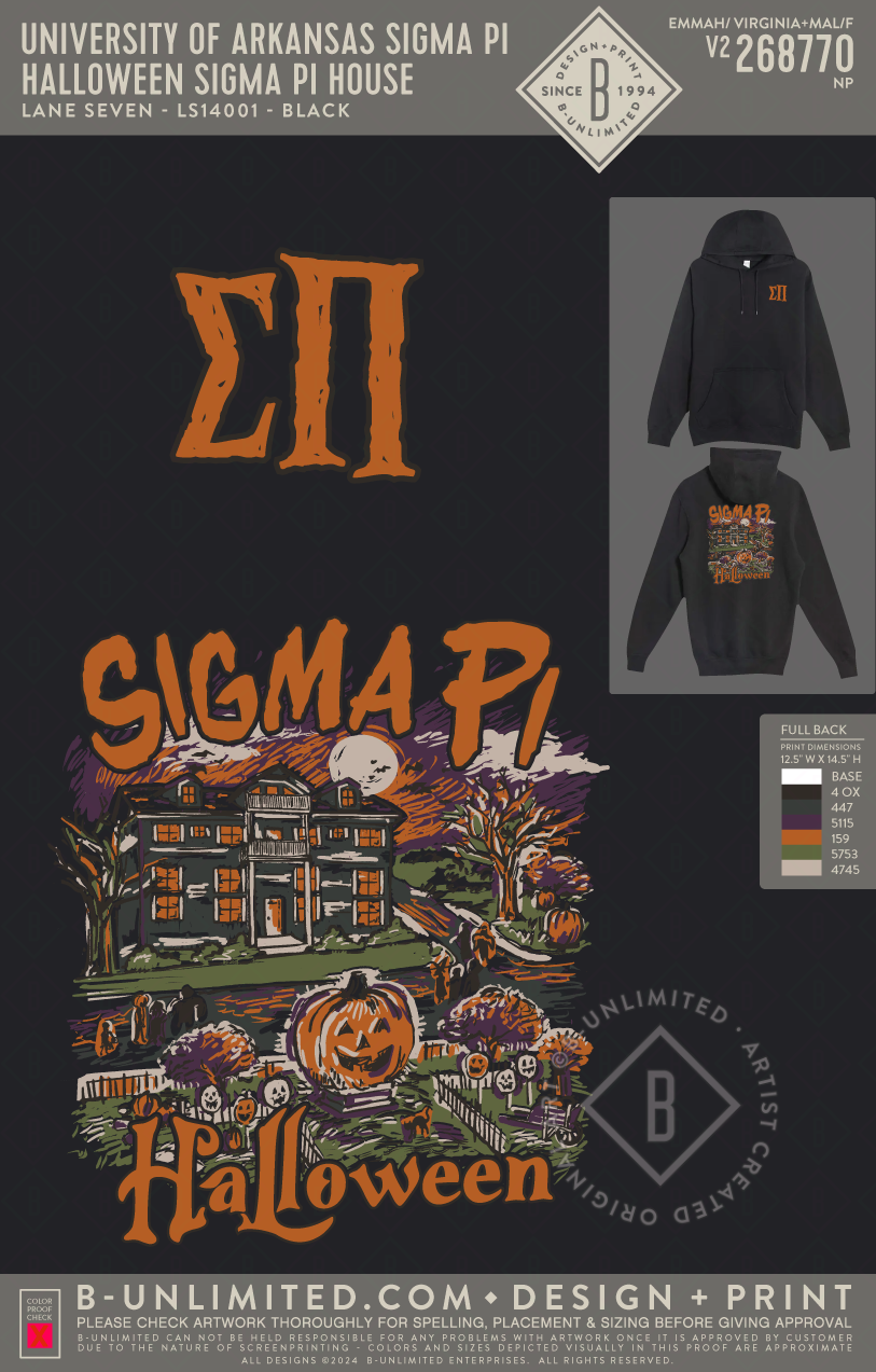 University of Arkansas Sigma Pi - Halloween Sigma Pi House - Lane Seven - LS14001 - Hoodie - Black