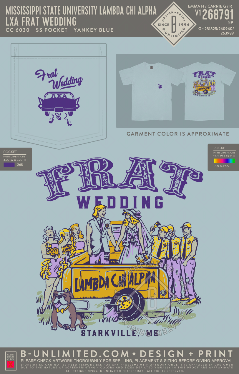 Mississippi State University Lambda Chi Alpha - LXA Frat Wedding - CC - 6030 - SS Pocket - Yankey Blue