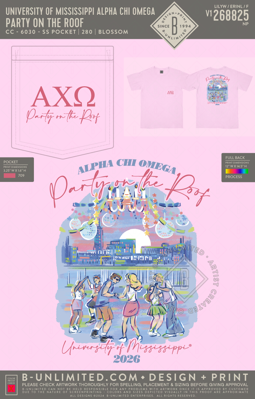 University of Mississippi Alpha Chi Omega - Party on the Roof - CC - 6030 - SS Pocket - Blossom