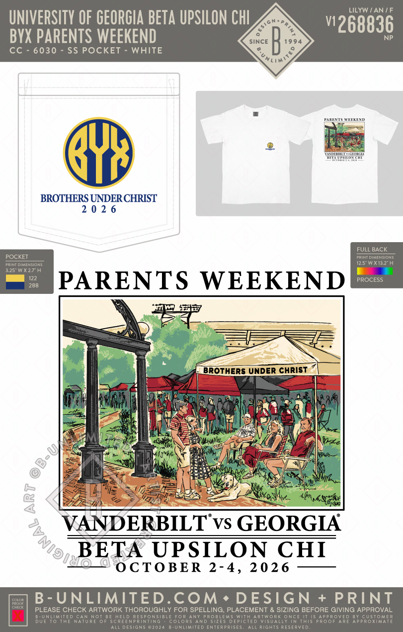 UGA BYX - BYX Parents Weekend - CC - 6030 - SS Pocket - White