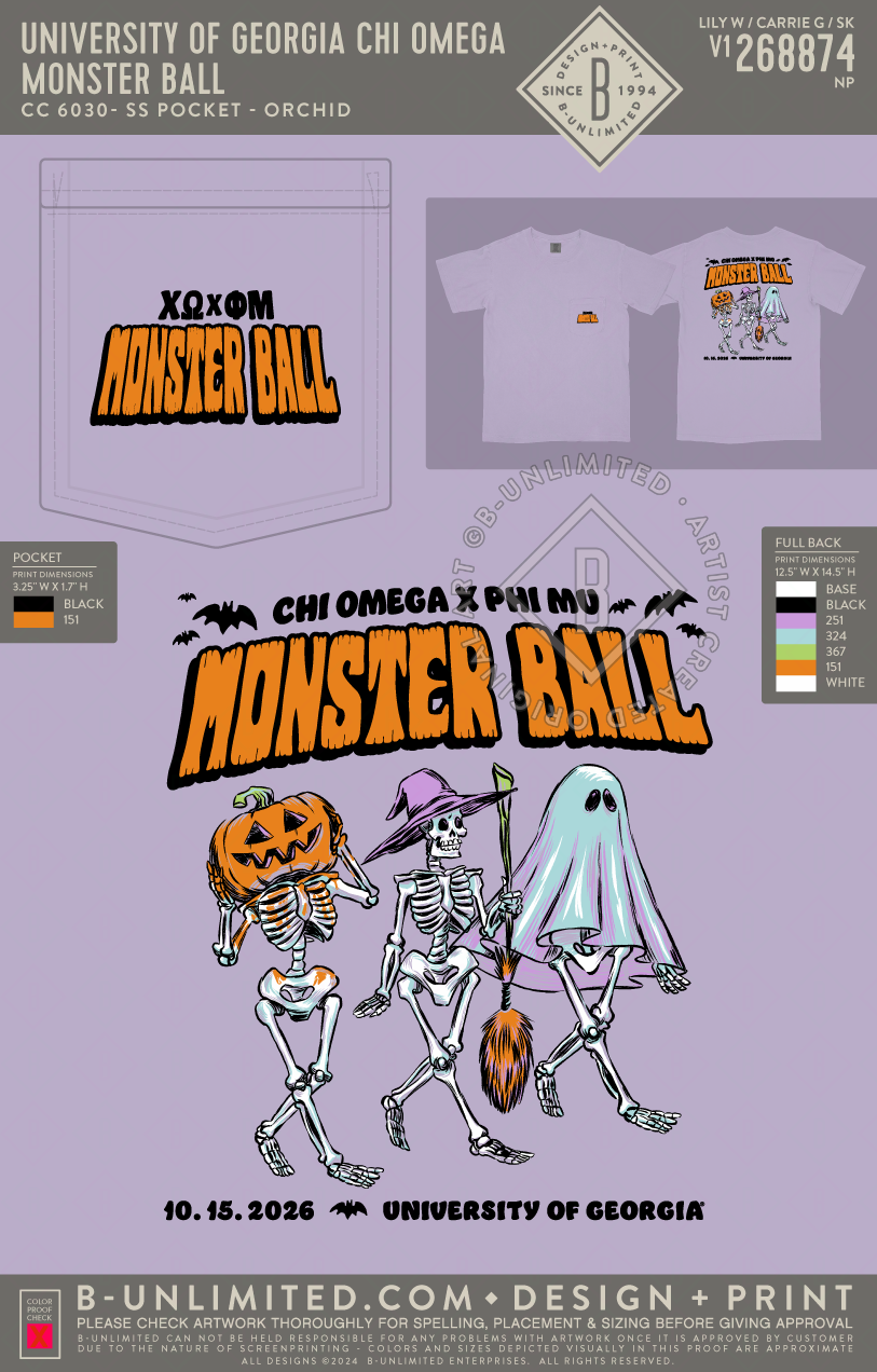 University of Georgia Chi Omega - Monster Ball - CC - 6030 - SS Pocket - Orchid