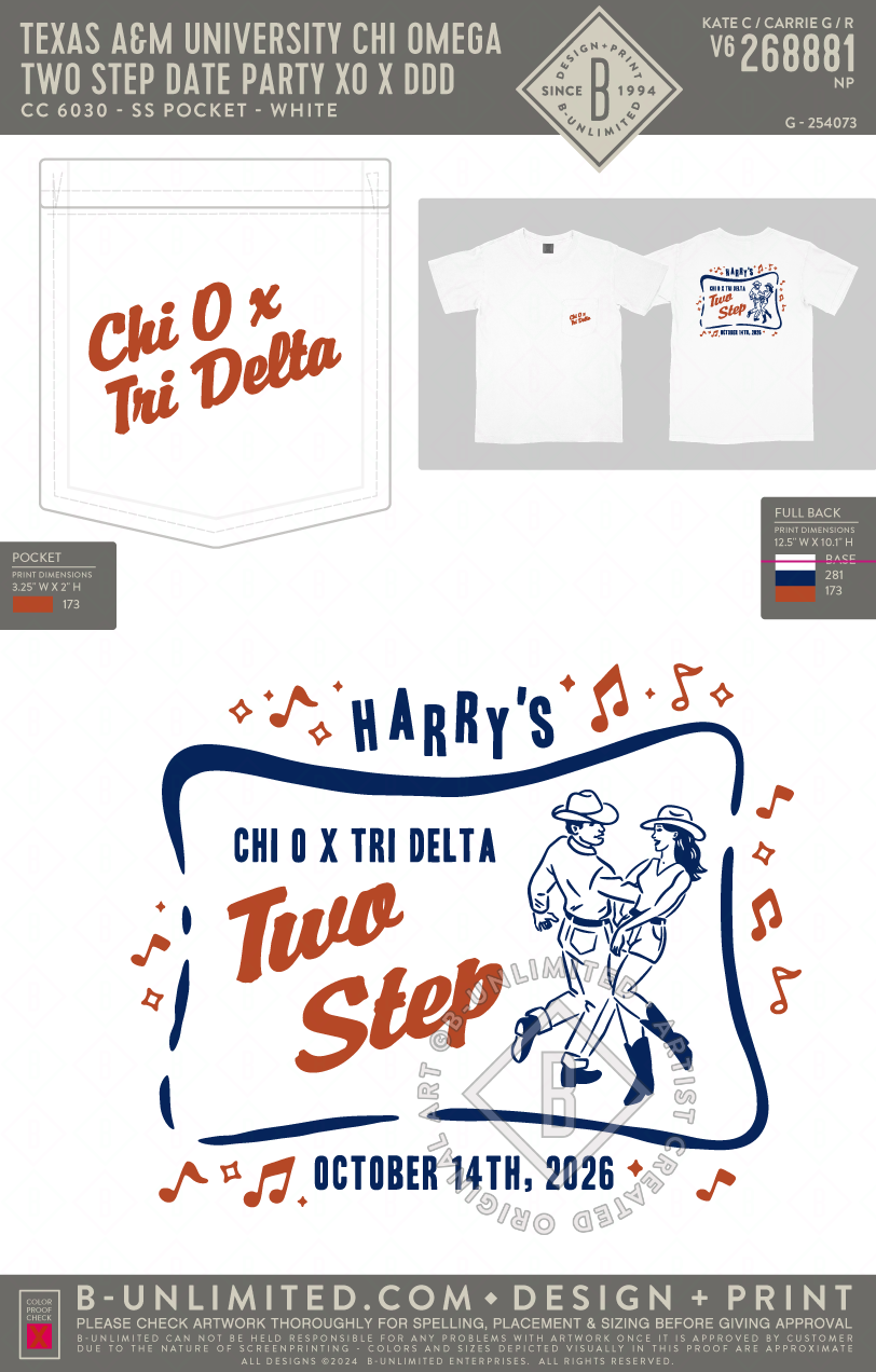 Texas A&M University Delta Delta Delta - Two Step Date Party XO X DDD - CC - 6030 - SS Pocket - White