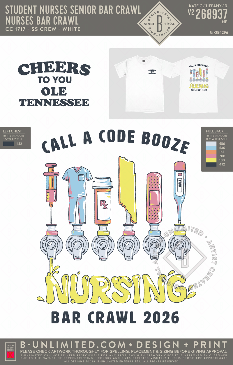 Student Nurses Senior Bar Crawl - Nurses Bar Crawl - CC - 1717 - SS Crew - White