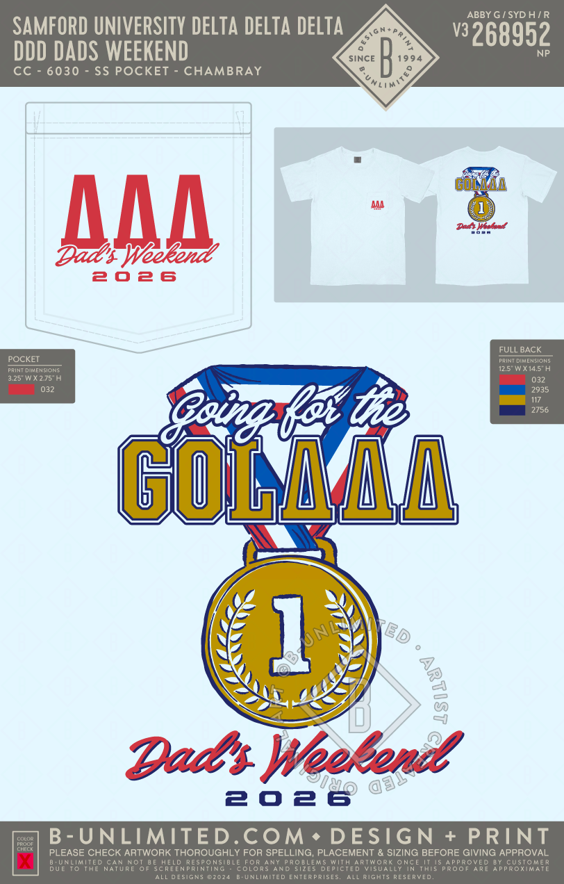 Samford University Delta Delta Delta - DDD Dads Weekend - CC - 6030 - SS Pocket - Chambray
