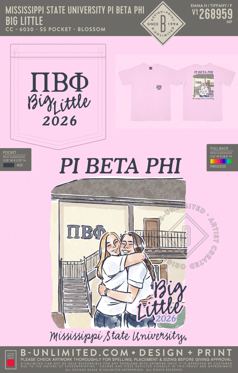 Mississippi State University Pi Beta Phi - Big Little - CC - 6030 - SS Pocket - Blossom