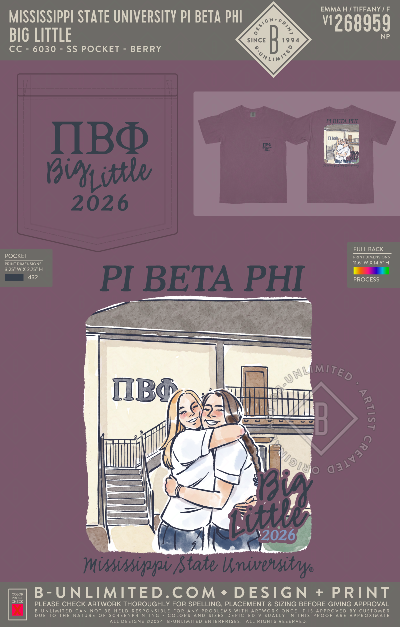 Mississippi State University Pi Beta Phi - Big Little - CC - 6030 - SS Pocket - Berry