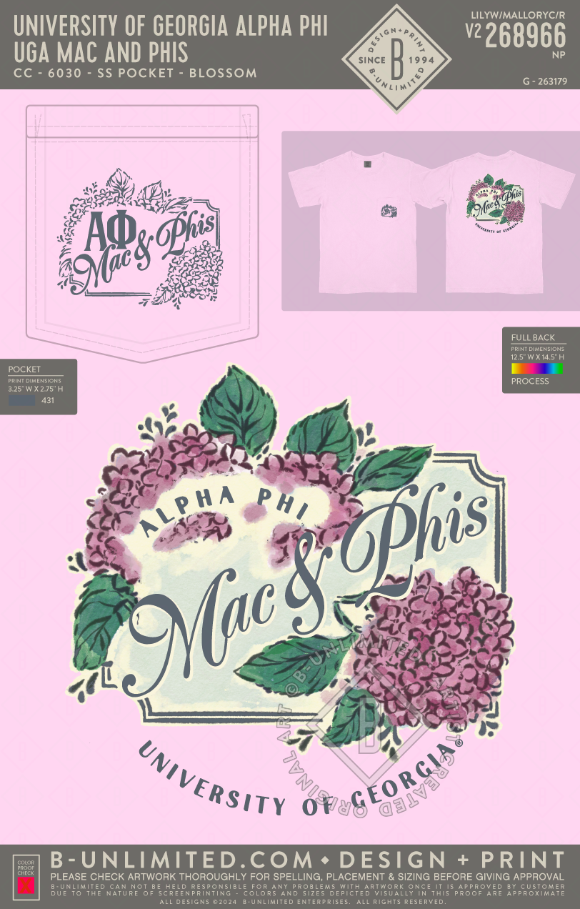 UGA APHI - UGA Mac and Phis - CC - 6030 - SS Pocket - Blossom