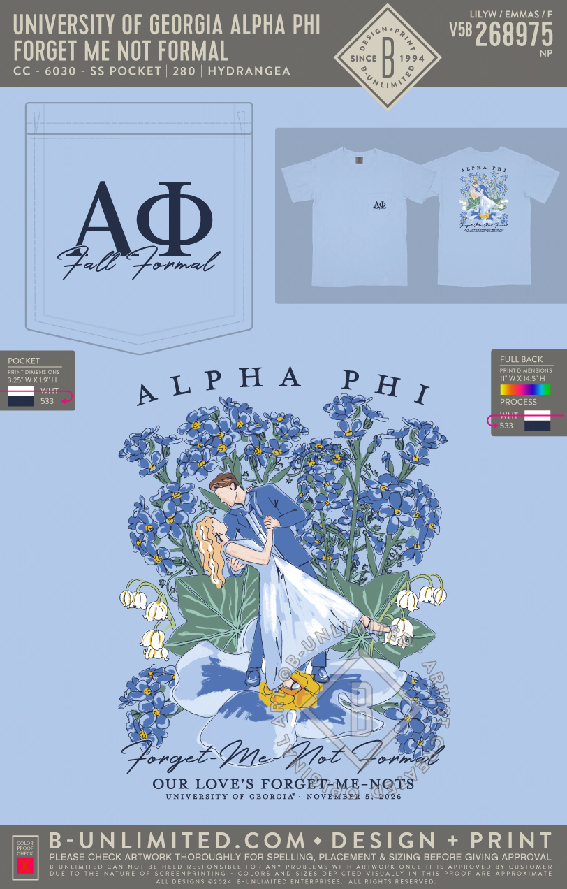 UGA APHI - Forget Me Not Formal - CC - 6030 - SS Pocket - Hydrangea