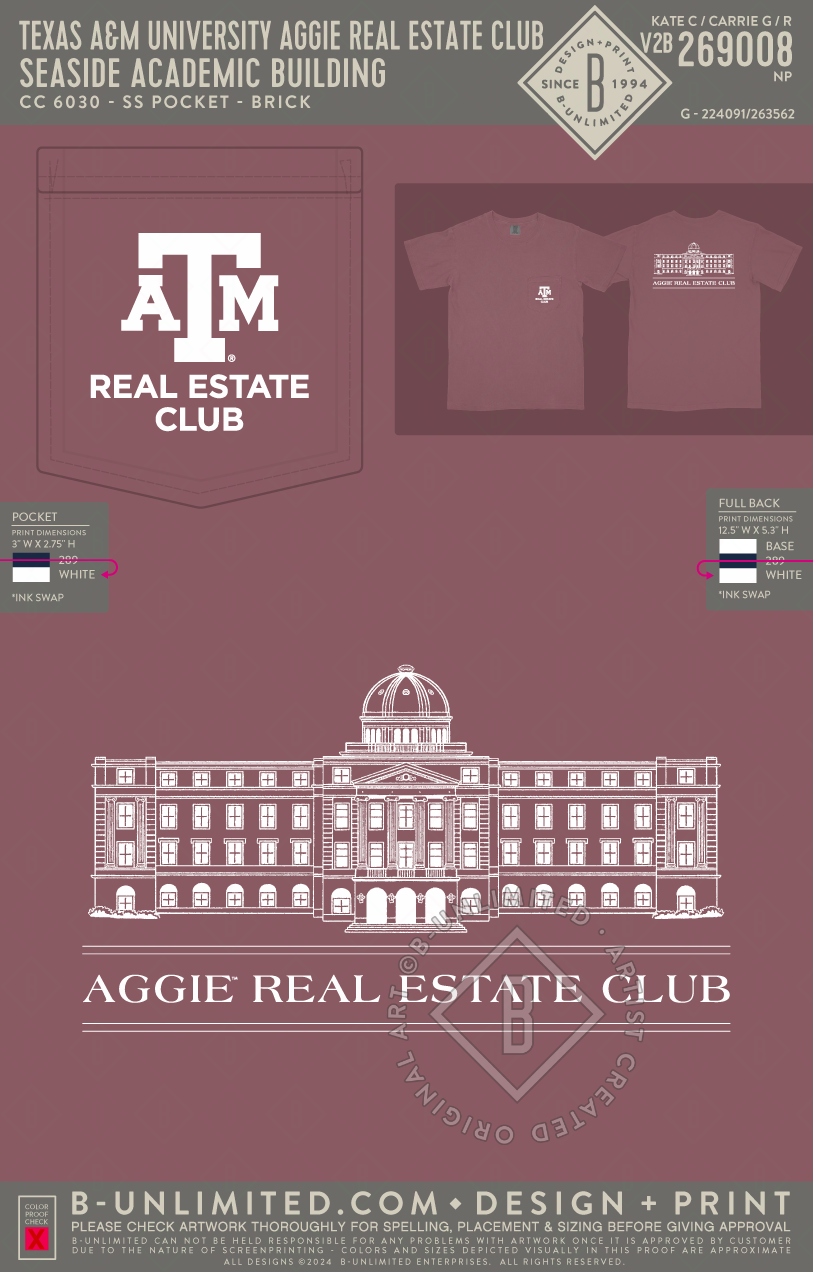 Texas A&M University Aggie Real Estate Club - Seaside Academic Building - CC - 6030 - SS Pocket - Brick