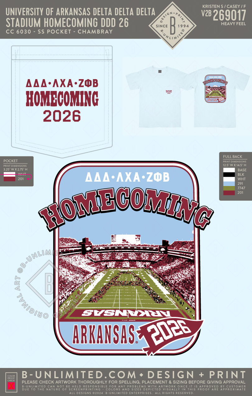 University of Arkansas Delta Delta Delta - Stadium Homecoming DDD 26 - CC - 6030 - SS Pocket - Chambray