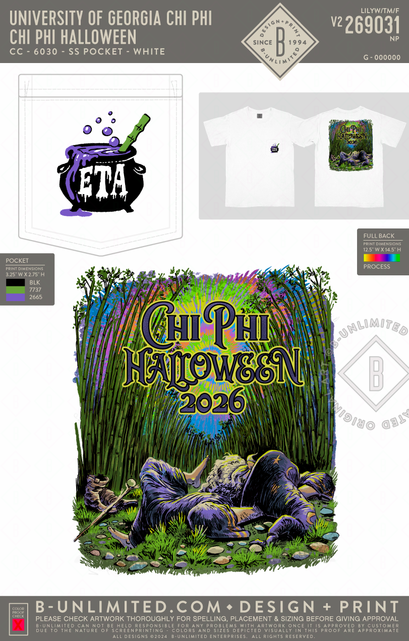 UGA Chi Phi - Chi Phi Halloween - CC - 6030 - SS Pocket - White