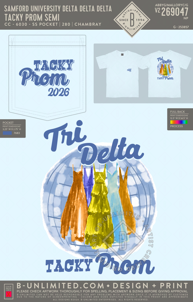 Samford University Delta Delta Delta - Tacky Prom Semi - CC - 6030 - SS Pocket - Chambray