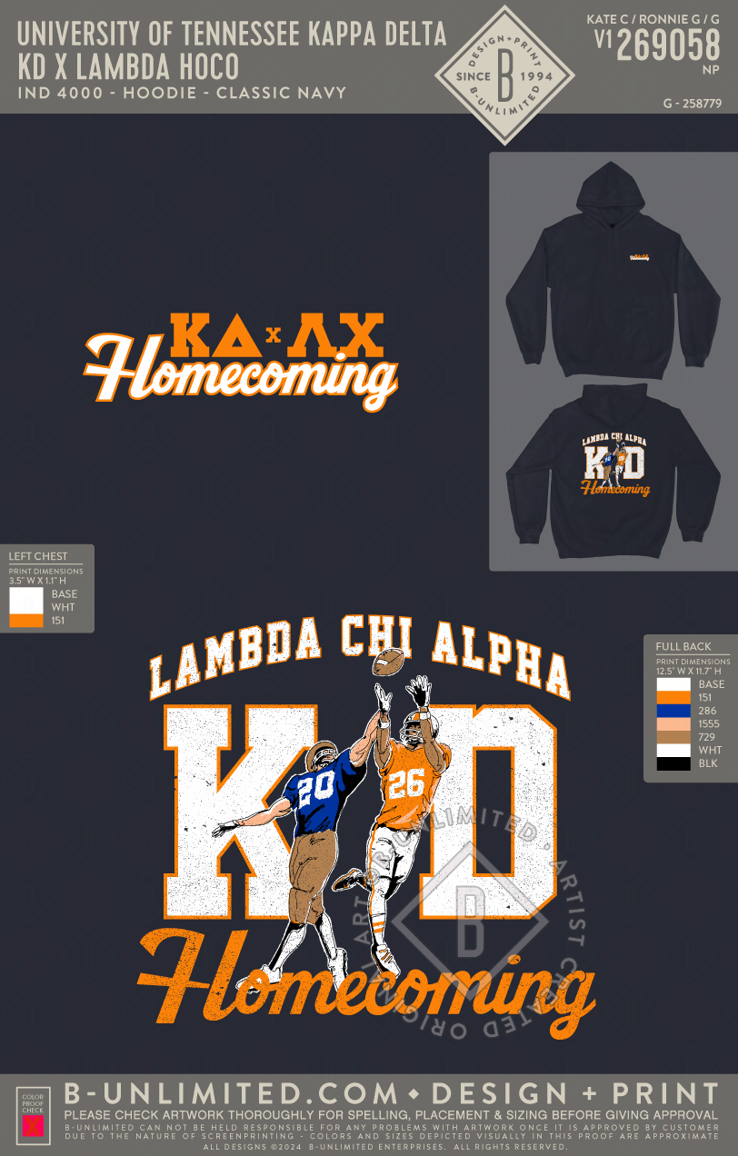 University of Tennessee Kappa Delta - KD x Lambda Hoco - Independent Trading Co - IND4000 - Hoodie - Classic Navy