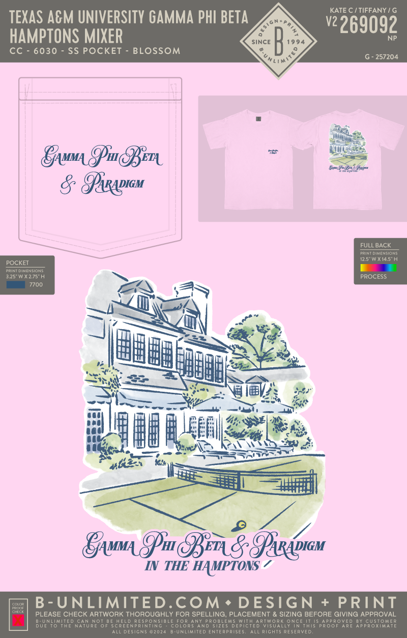 Texas A&M University Gamma Phi Beta - Hamptons Mixer - CC - 6030 - SS Pocket - Blossom