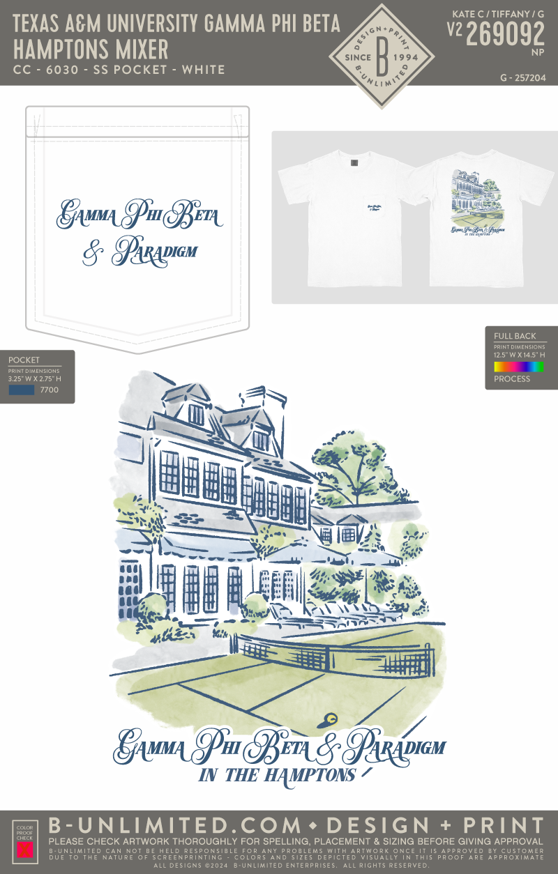 Texas A&M University Gamma Phi Beta - Hamptons Mixer - CC - 6030 - SS Pocket - White