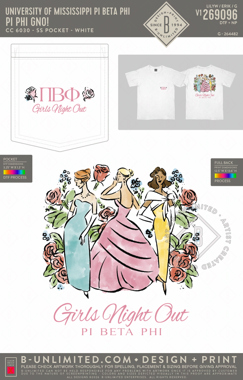 University of Mississippi Pi Beta Phi - Pi Phi GNO! - CC - 6030 - SS Pocket - White