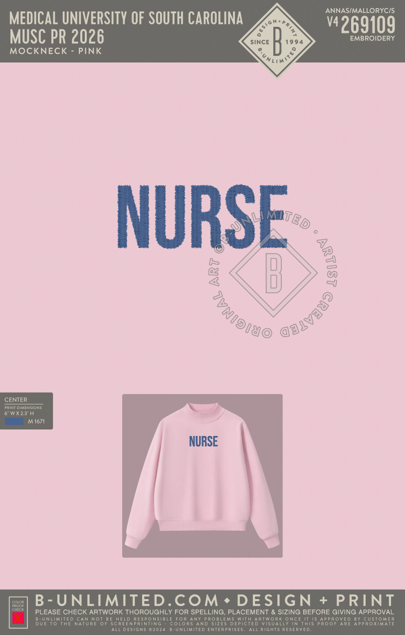 Medical University of South Carolina - MUSC PR 2026 - Tap Stitch - WW0004-P001-V2 - Mockneck Crewneck Sweatshirt - Pink