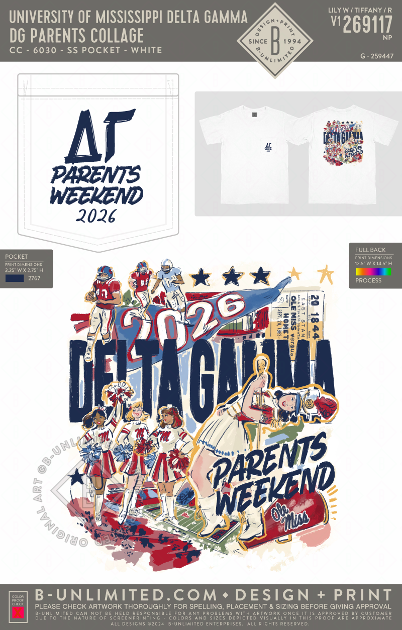 University of Mississippi Delta Gamma - DG Parents Collage - CC - 6030 - SS Pocket - White