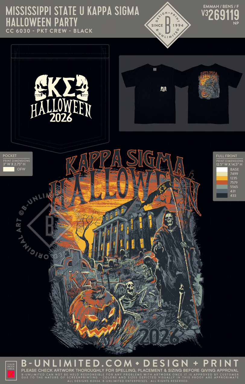 Mississippi State University Kappa Sigma - Halloween Party - CC - 6030 - SS Pocket - Black