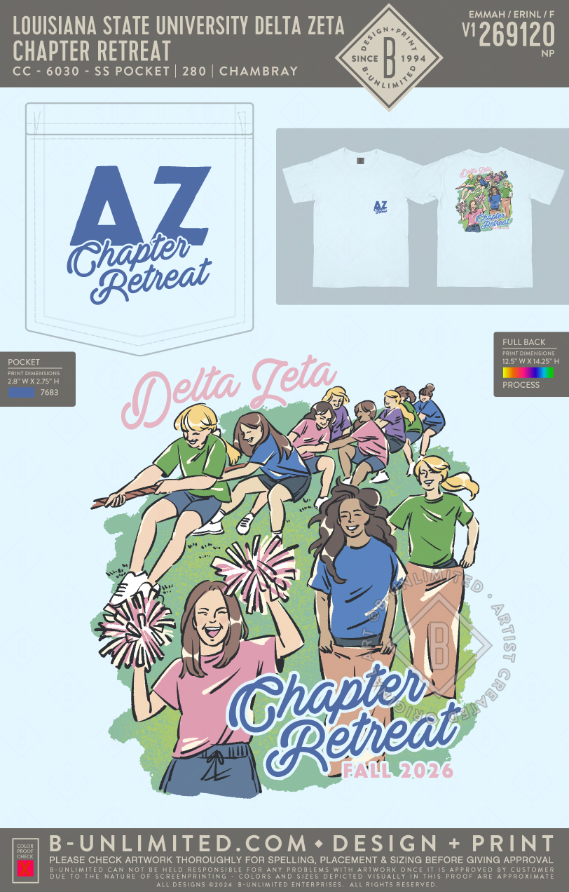 Louisiana State University Delta Zeta - Chapter Retreat - CC - 6030 - SS Pocket - Chambray