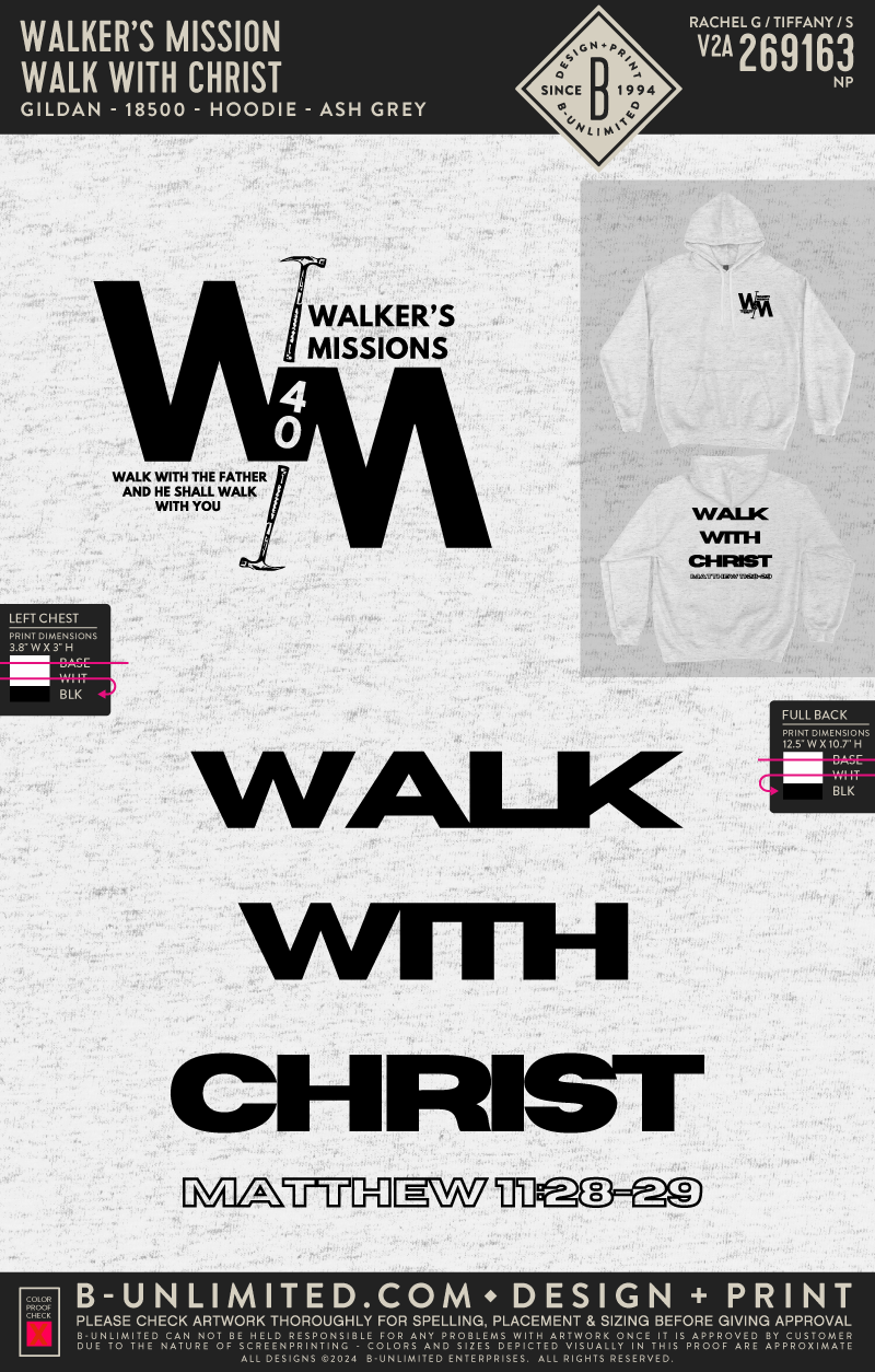 Walker’s Mission - Walk with Christ - Gildan - 18500 - Hoodie - Ash Grey