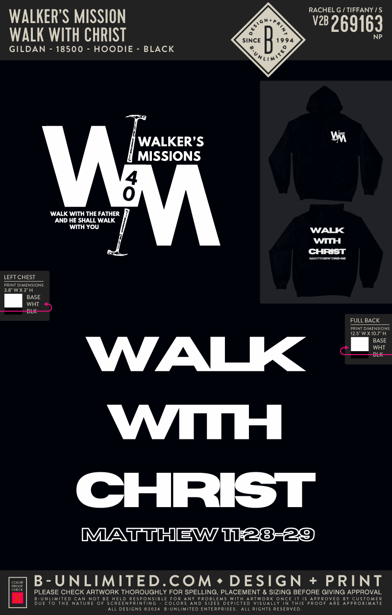 Walker’s Mission - Walk with Christ - Gildan - 18500 - Hoodie - Black