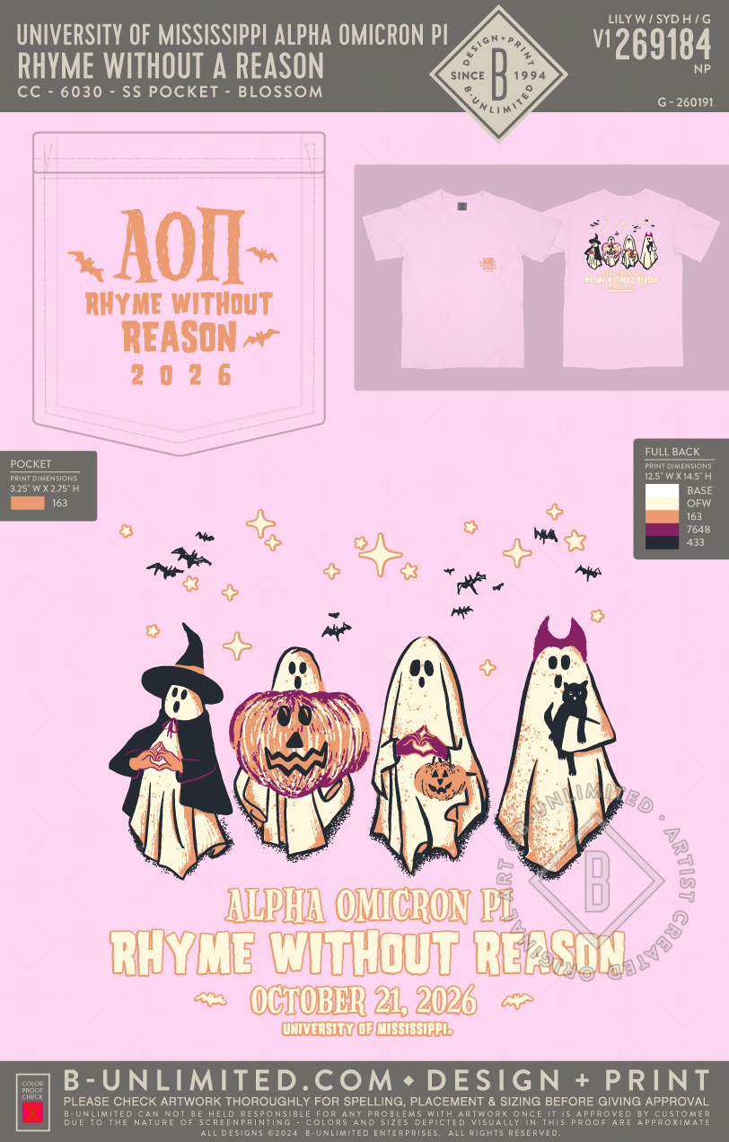 University of Mississippi Alpha Omicron Pi - Rhyme without a Reason - CC - 6030 - SS Pocket - Blossom