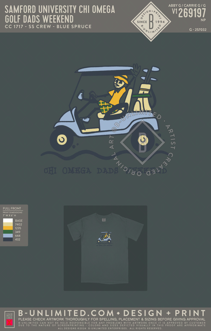 Samford University Chi Omega - Golf Dads Weekend - CC - 1717 - SS Crew - Blue Spruce