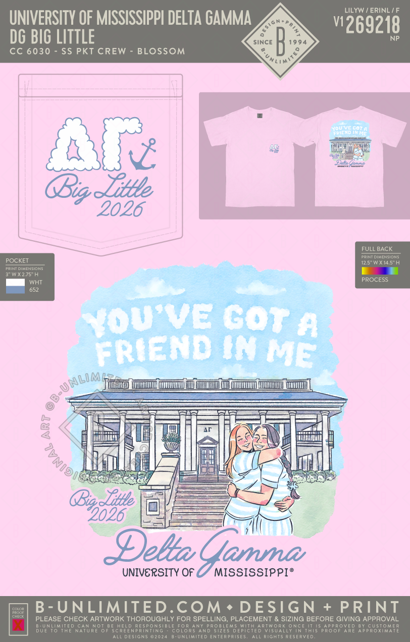 University of Mississippi Delta Gamma - DG Big Little - CC - 6030 - SS Pocket - Blossom