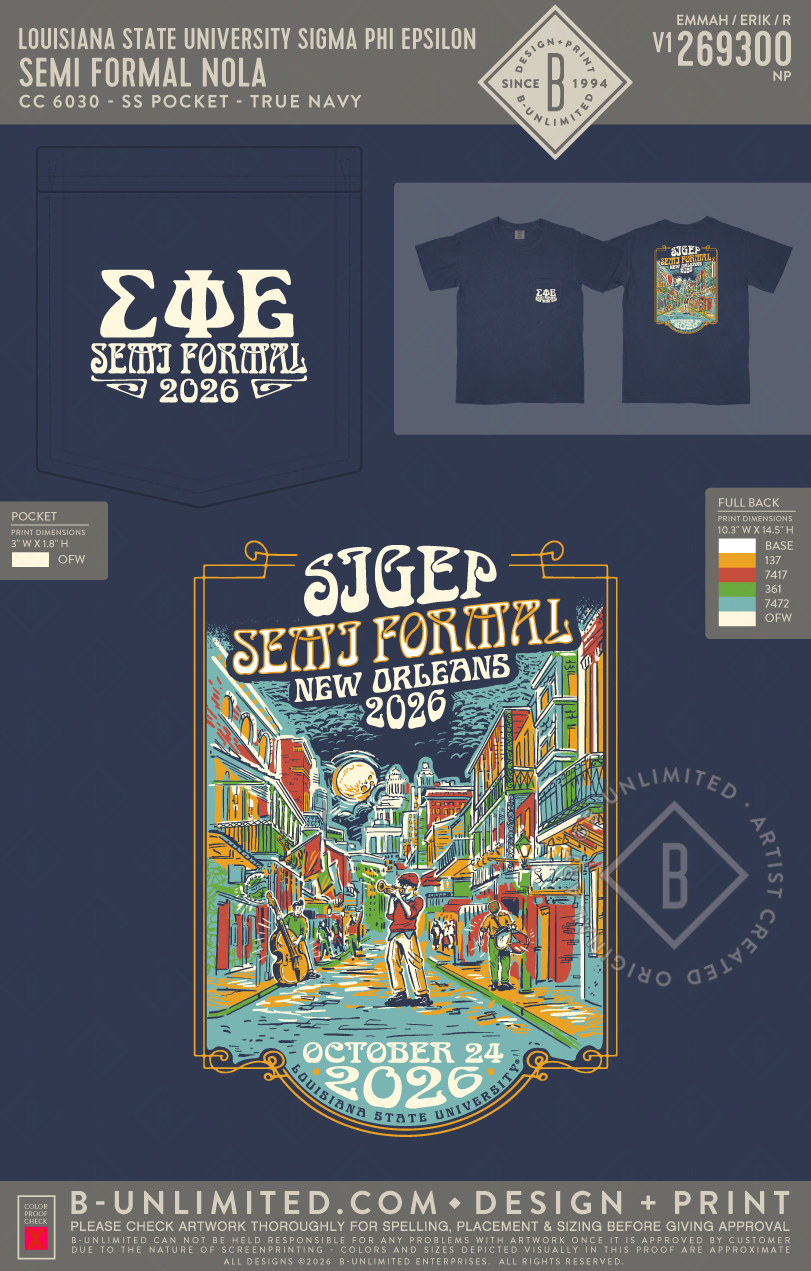Louisiana State University Sigma Phi Epsilon - Semi Formal NOLA - CC - 6030 - SS Pocket - True Navy