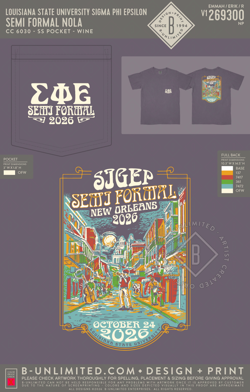 Louisiana State University Sigma Phi Epsilon - Semi Formal NOLA - CC - 6030 - SS Pocket - Wine
