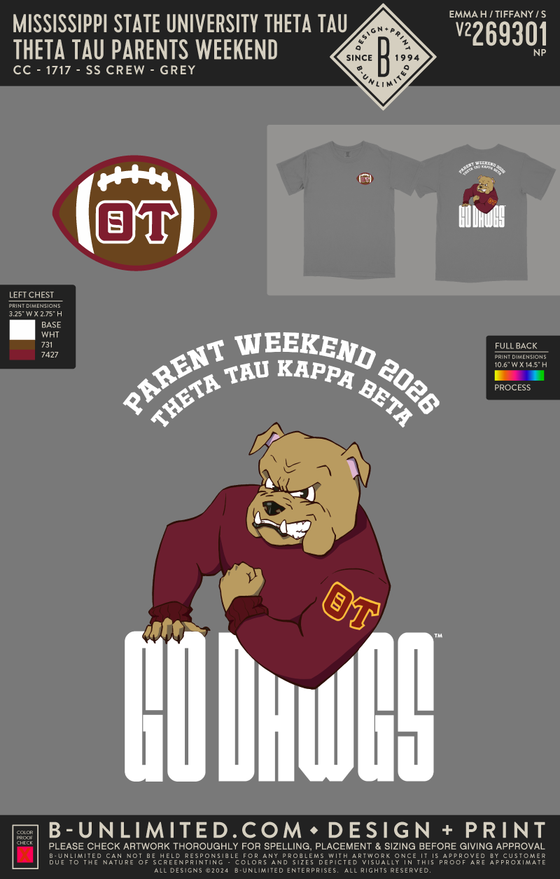Mississippi State University Theta Tau - Theta Tau Parents Weekend - CC - 1717 - SS Crew - Grey