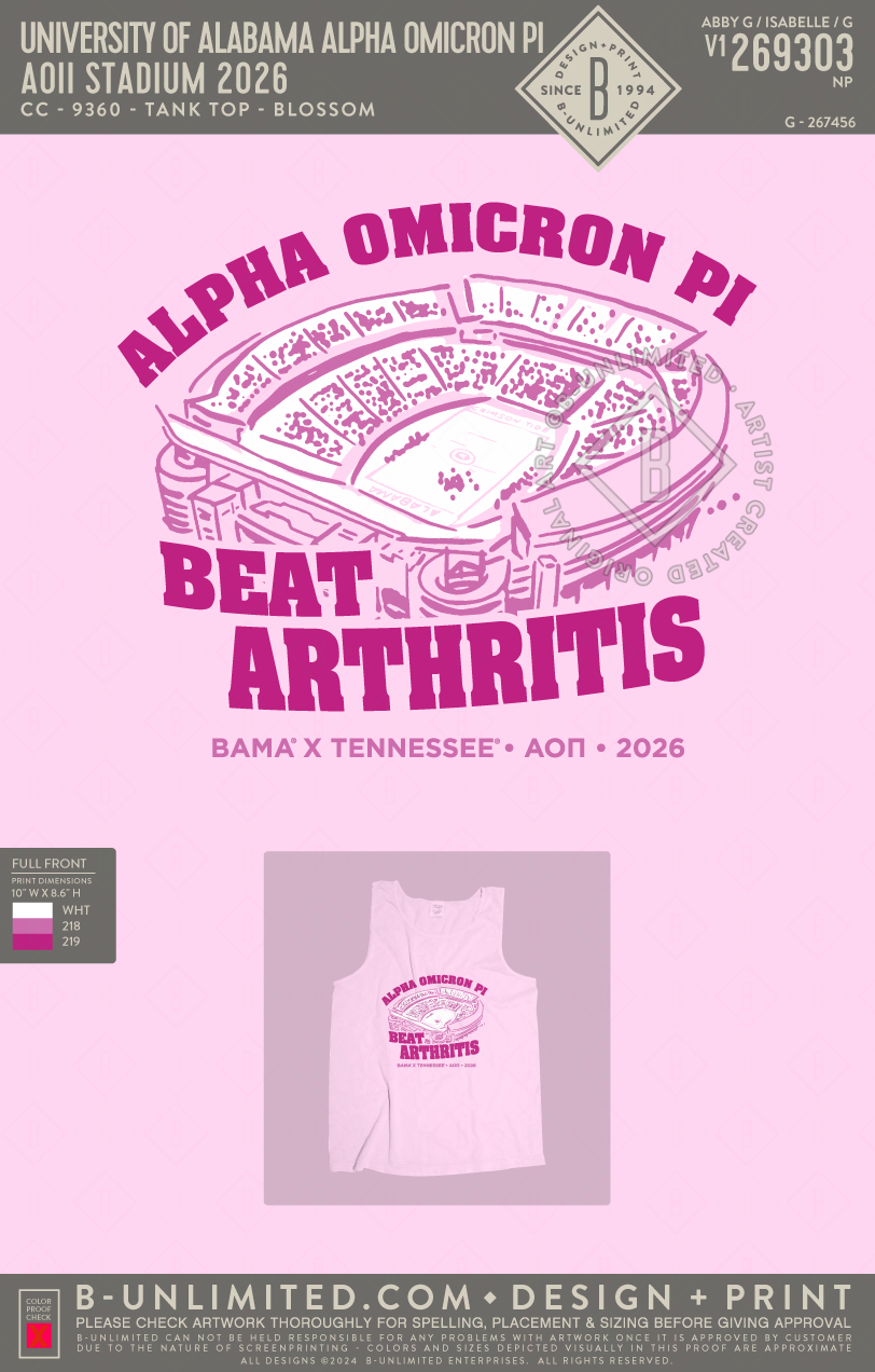 University of Alabama Alpha Omicron Pi - AOII Stadium 2026 - CC - 9360 - Tank Top - Blossom