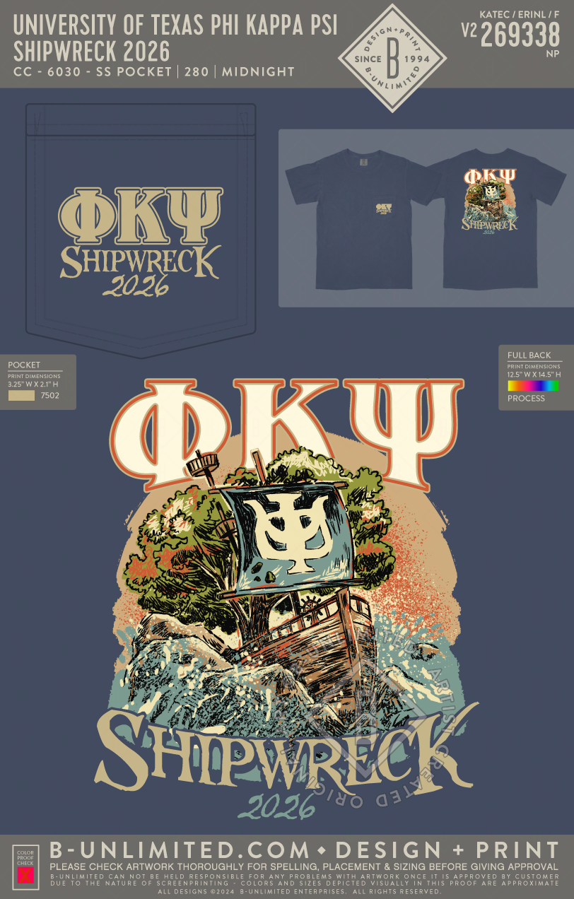 University of Texas Phi Kappa Psi - Shipwreck 2026 - CC - 6030 - SS Pocket - Midnight