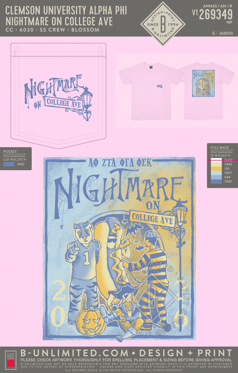 Clemson University Alpha Phi - Nightmare on College Ave - CC - 6030 - SS Pocket - Blossom