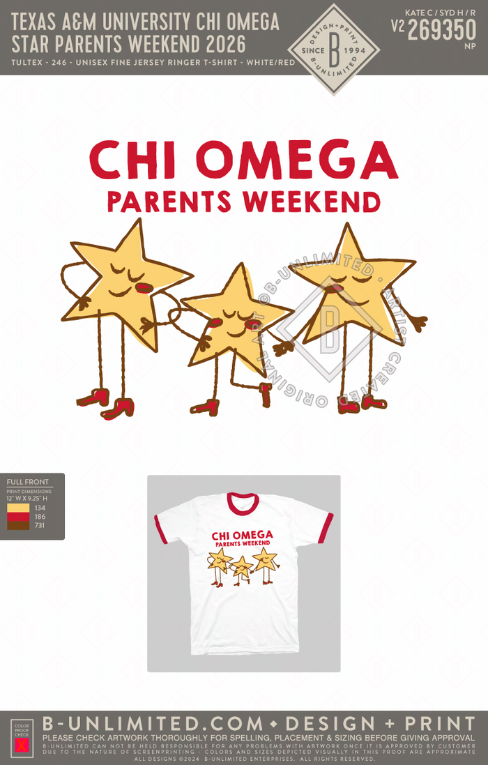 Texas A&M University Chi Omega - Star Parents Weekend 2026 - Tultex ...