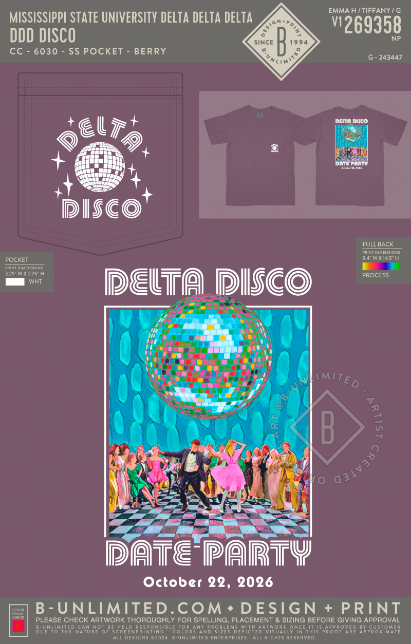 Mississippi State University Delta Delta Delta - DDD Disco - CC - 6030 - SS Pocket - Berry