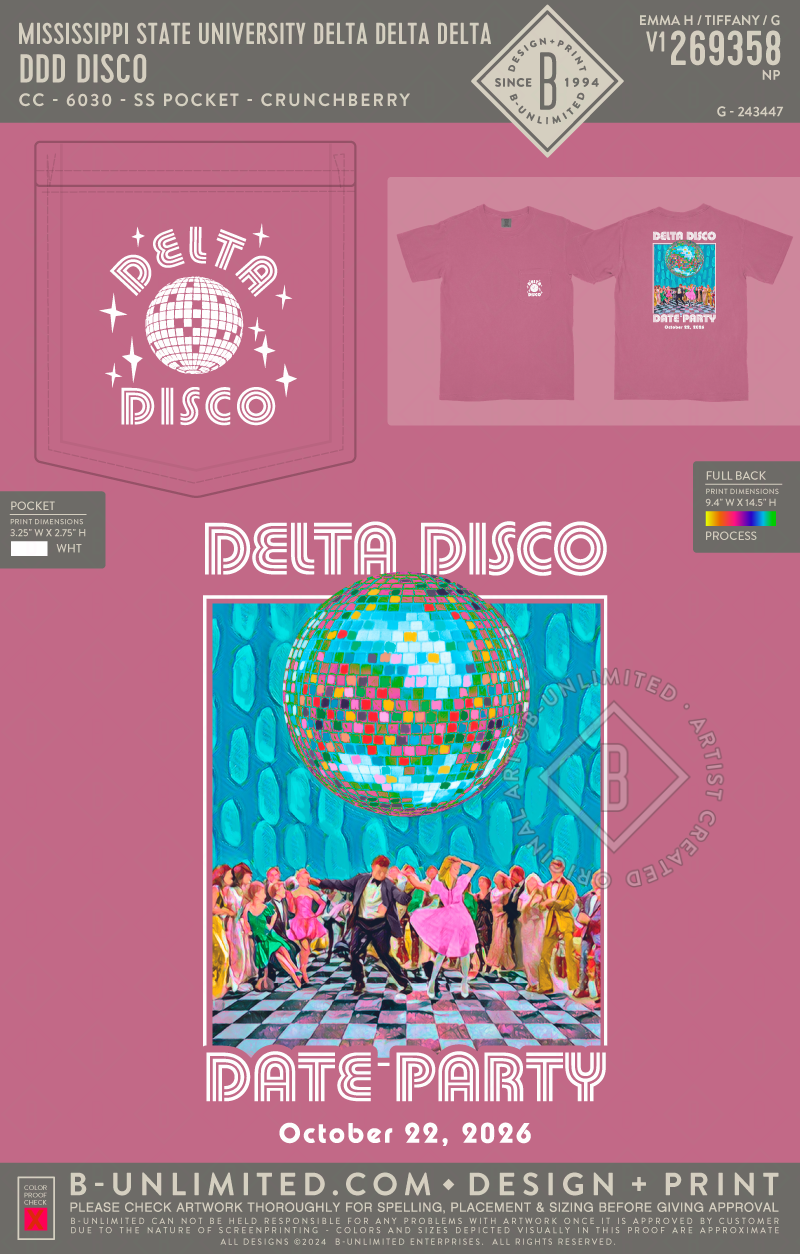 Mississippi State University Delta Delta Delta - DDD Disco - CC - 6030 - SS Pocket - Crunchberry