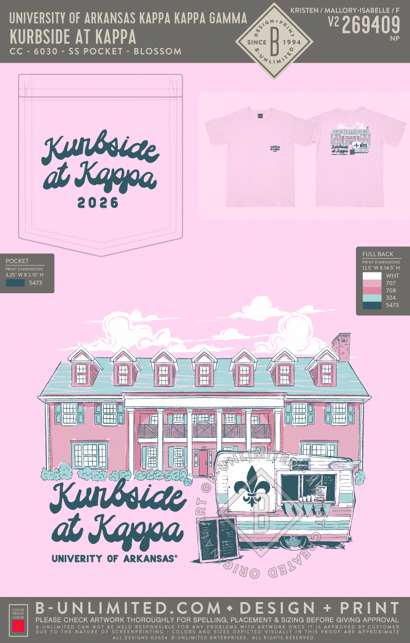 University of Arkansas Kappa Kappa Gamma - Kurbside at Kappa - CC - 6030 - SS Pocket - Blossom