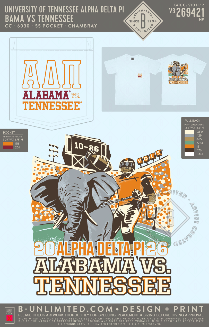 University of Tennessee Alpha Delta Pi - Bama vs Tennessee - CC - 6030 - SS Pocket - Chambray