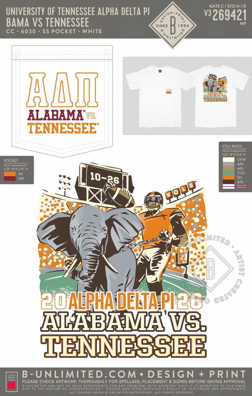 University of Tennessee Alpha Delta Pi - Bama vs Tennessee - CC - 6030 - SS Pocket - White