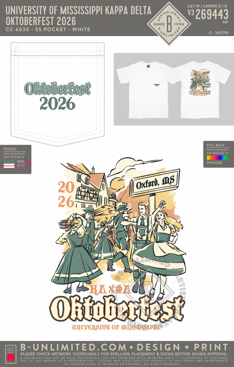 University of Mississippi Kappa Delta - Oktoberfest 2026 - CC - 6030 - SS Pocket - White
