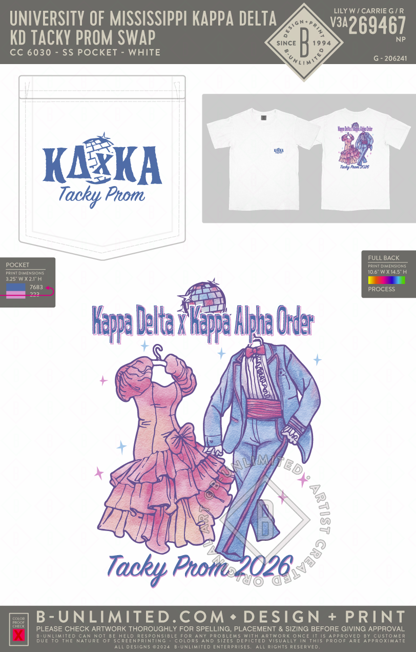 University of Mississippi Kappa Delta - KD Tacky Prom Swap - CC - 6030 - SS Pocket - White