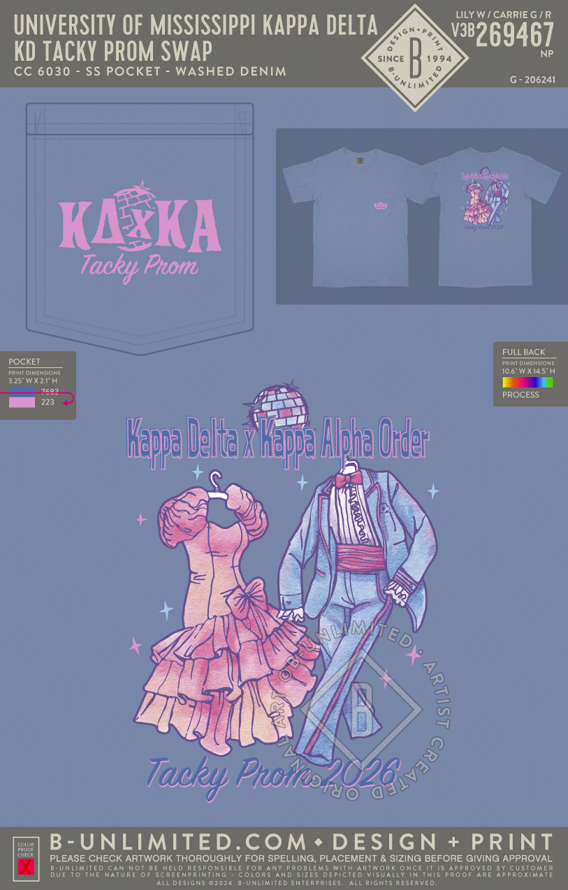 University of Mississippi Kappa Delta - KD Tacky Prom Swap - CC - 6030 - SS Pocket - Washed Denim