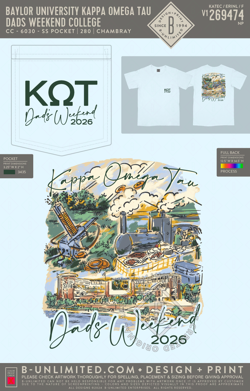 Baylor University Kappa Omega Tau - Dad's Weekend Collage - CC - 6030 - SS Pocket - Chambray