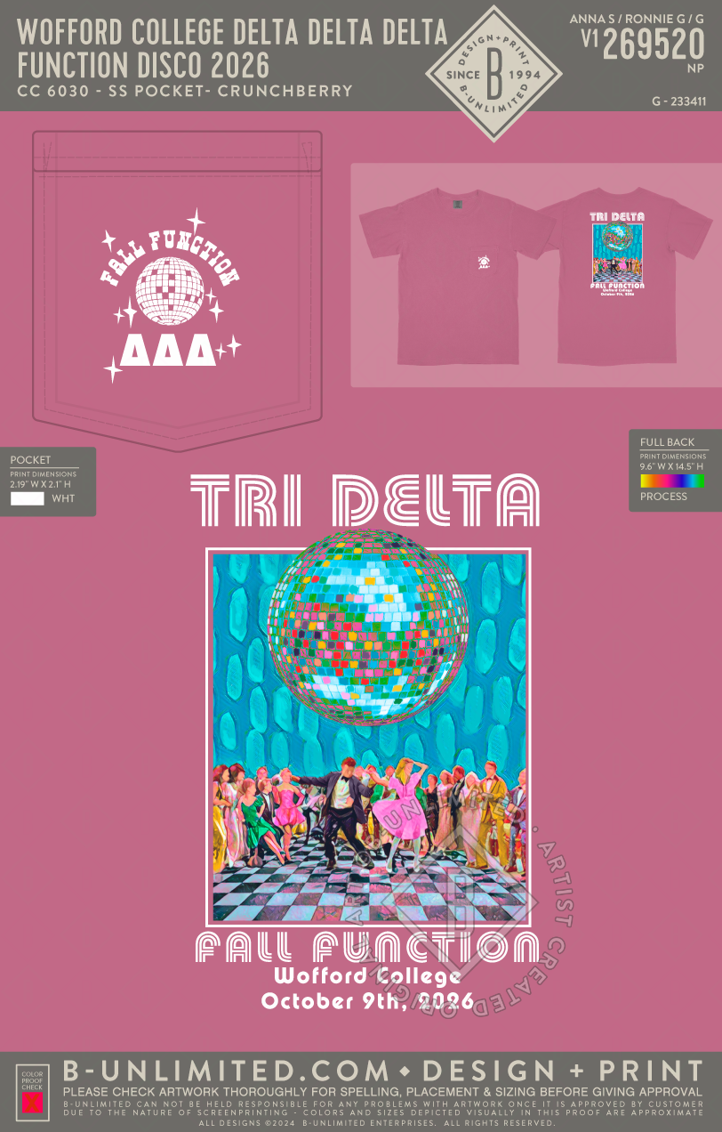Wofford College Delta Delta Delta - Function Disco 2026 - CC - 6030 - SS Pocket - Crunchberry