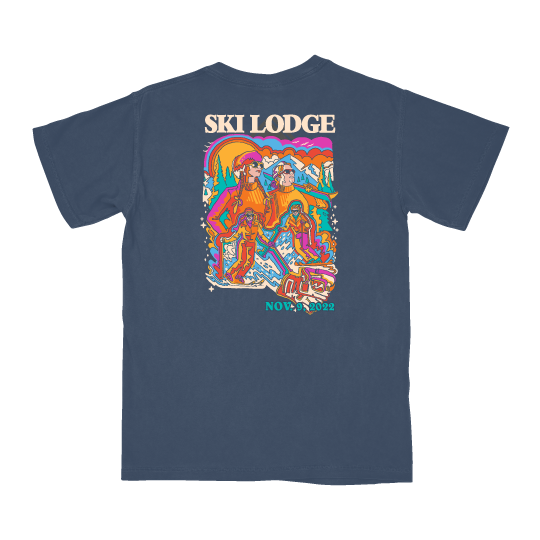 ski lodge groovy skiing tshirt