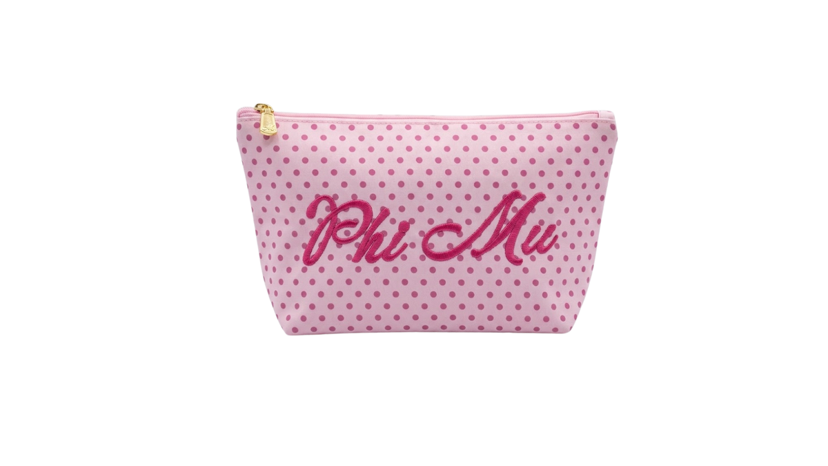 B-Unlimited Greek - Dots for Days Makeup Bag Phi Mu