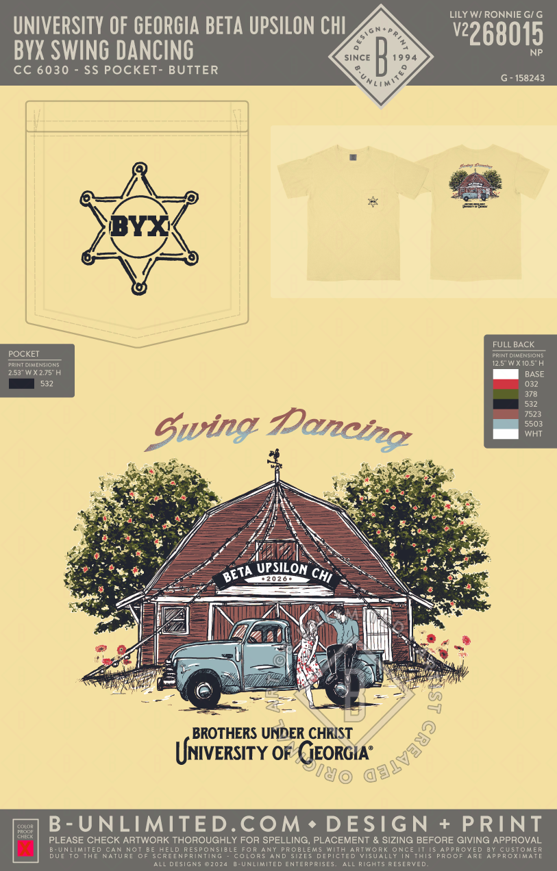 UGA BYX - BYX Swing Dancing - CC - 6030 - SS Pocket - Butter