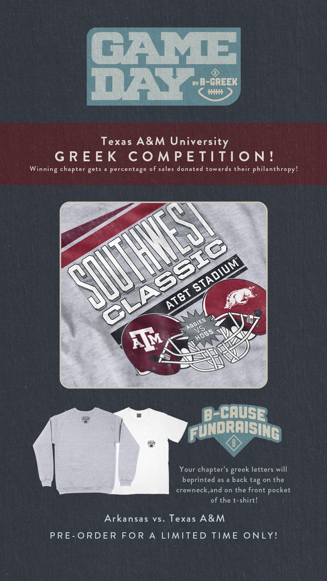B-Unlimited Game Day - Texas A&M KKG T-Shirt - Texas A&M vs Arkansas Game Day 2023